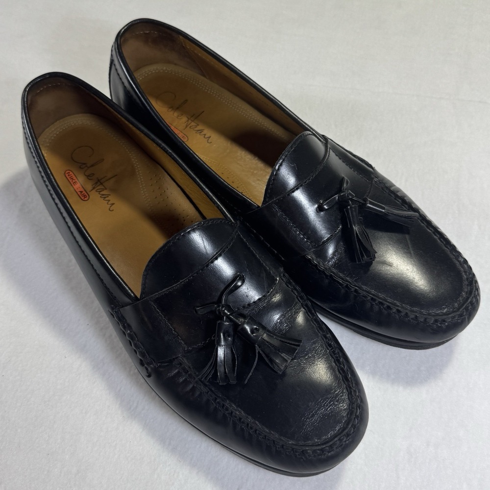 Cole Haan Pinch Tassel Loafers Men's 11.5 Black Leather Dress Shoes